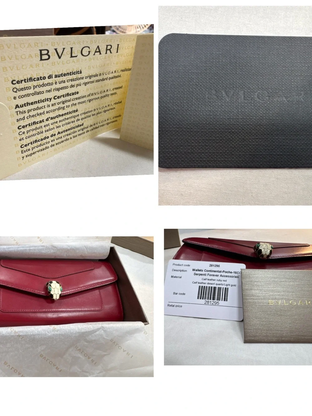 Bvlgari Ruby Rose Serpenti Envelope Clutch with Snakehead Clasp Full Inclusion